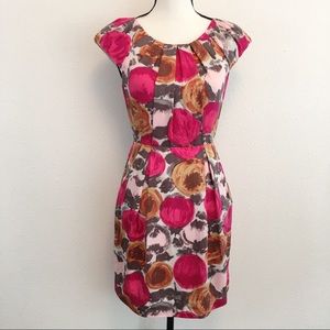 BCBG Silk Begonia Combo Floral Dress S